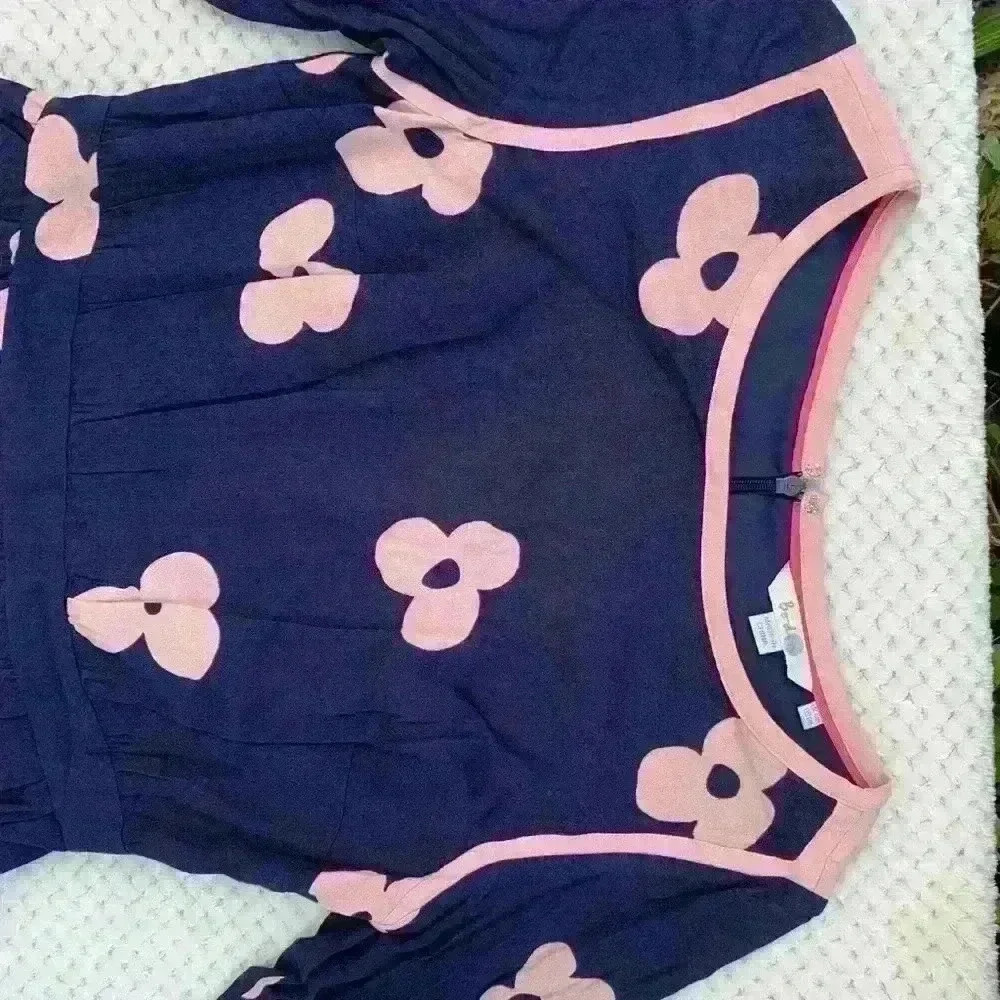 Boden Navy Dress with pink flowers sz 6 floral office business casual summer - Picture 3 of 9